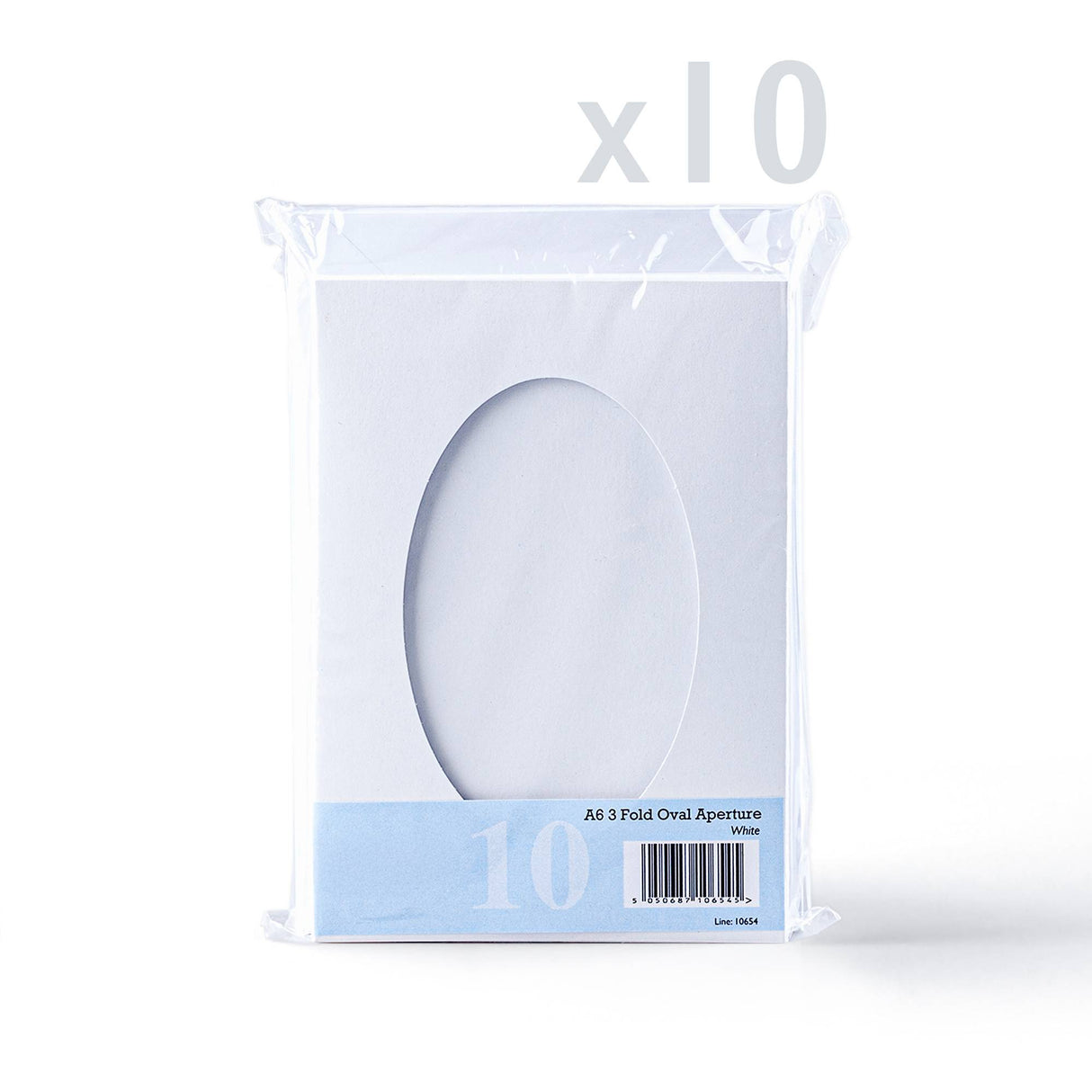 Biele trojité skladacie karty s oválnym výrezom – balenie