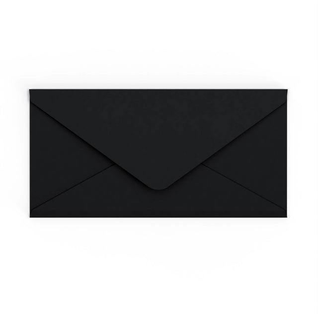 DL Black British Made Gummed V-Flap Envelope (110 x 220mm)
