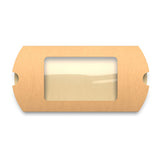 Kraftové škatuľky v tvare vankúša s okienkom